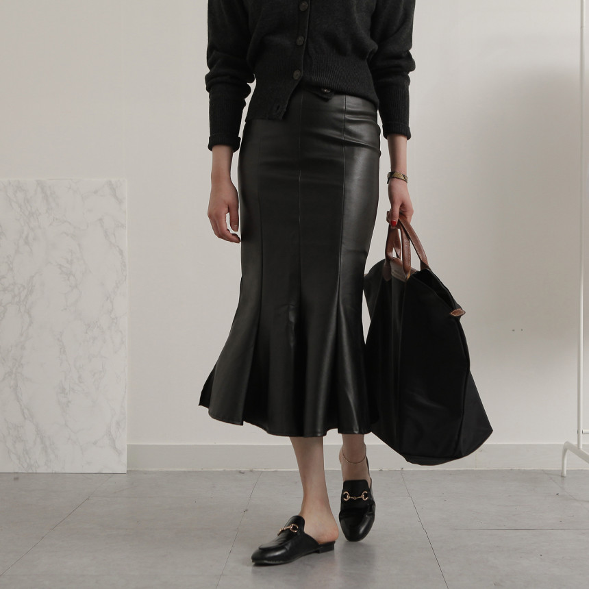Leather Mermaid Long Skirt Leather Midi Span 20