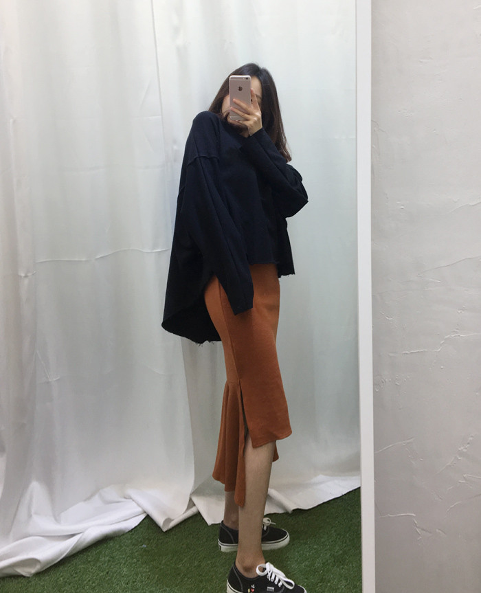 Mermaid Banded Unlined Long Skirt Camel Skirt Fril