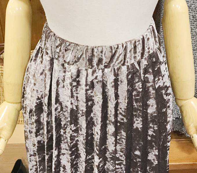 Velvet Pleated Lace Long Skirt Fall