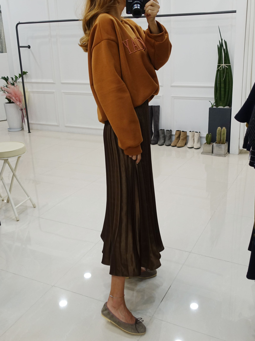 Winter Pearl Pleated Wrinkle Bending Long Skirt 3c