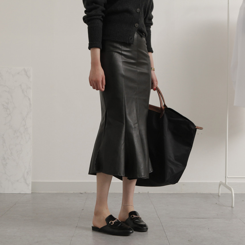 Leather Mermaid Long Skirt Leather Midi Span 20