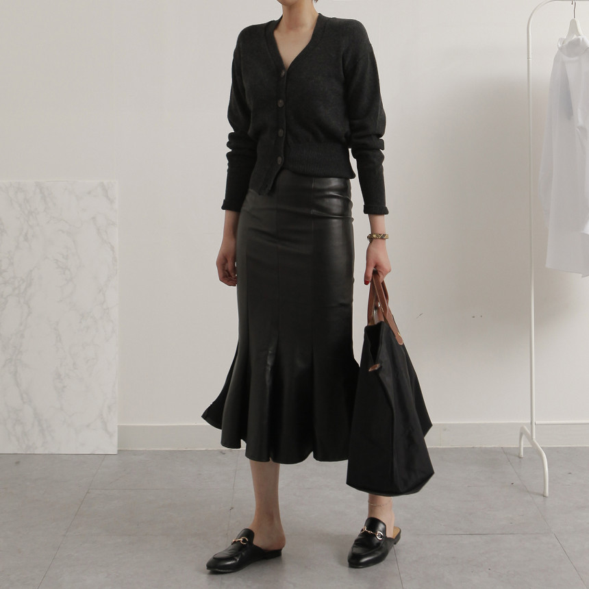 Leather Mermaid Long Skirt Leather Midi Span 20