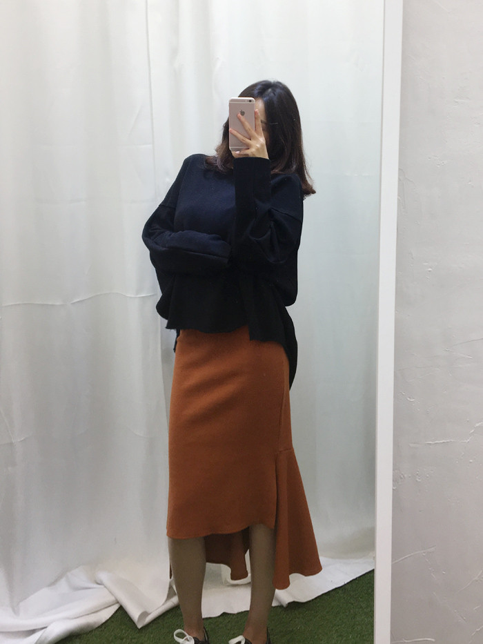 Mermaid Banded Unlined Long Skirt Camel Skirt Fril