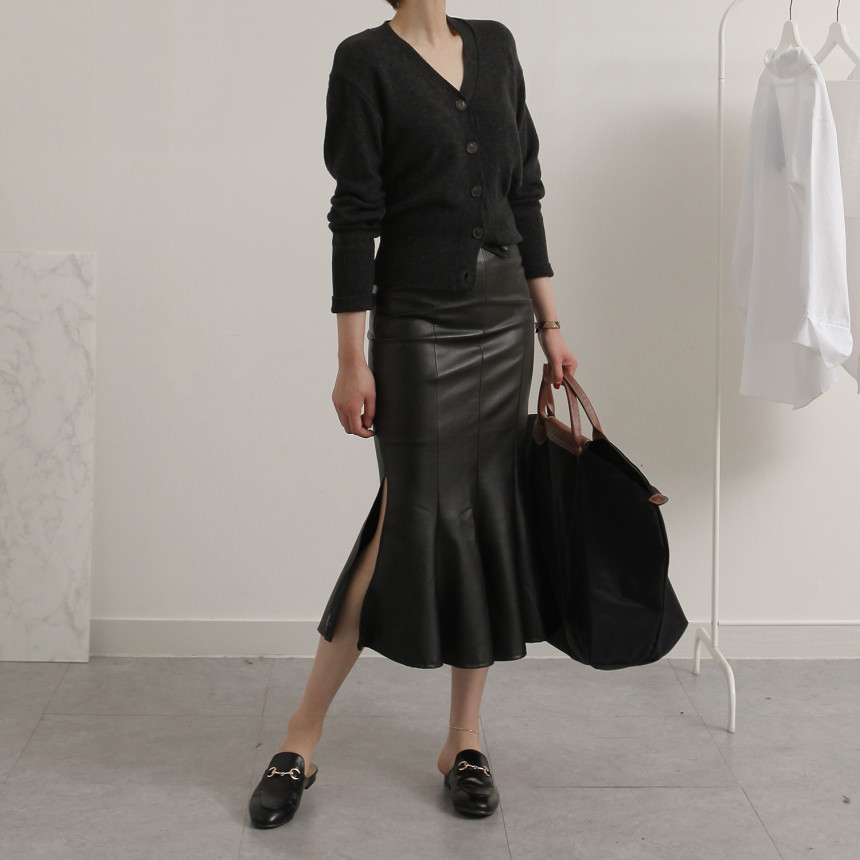 Leather Mermaid Long Skirt Leather Midi Span 20