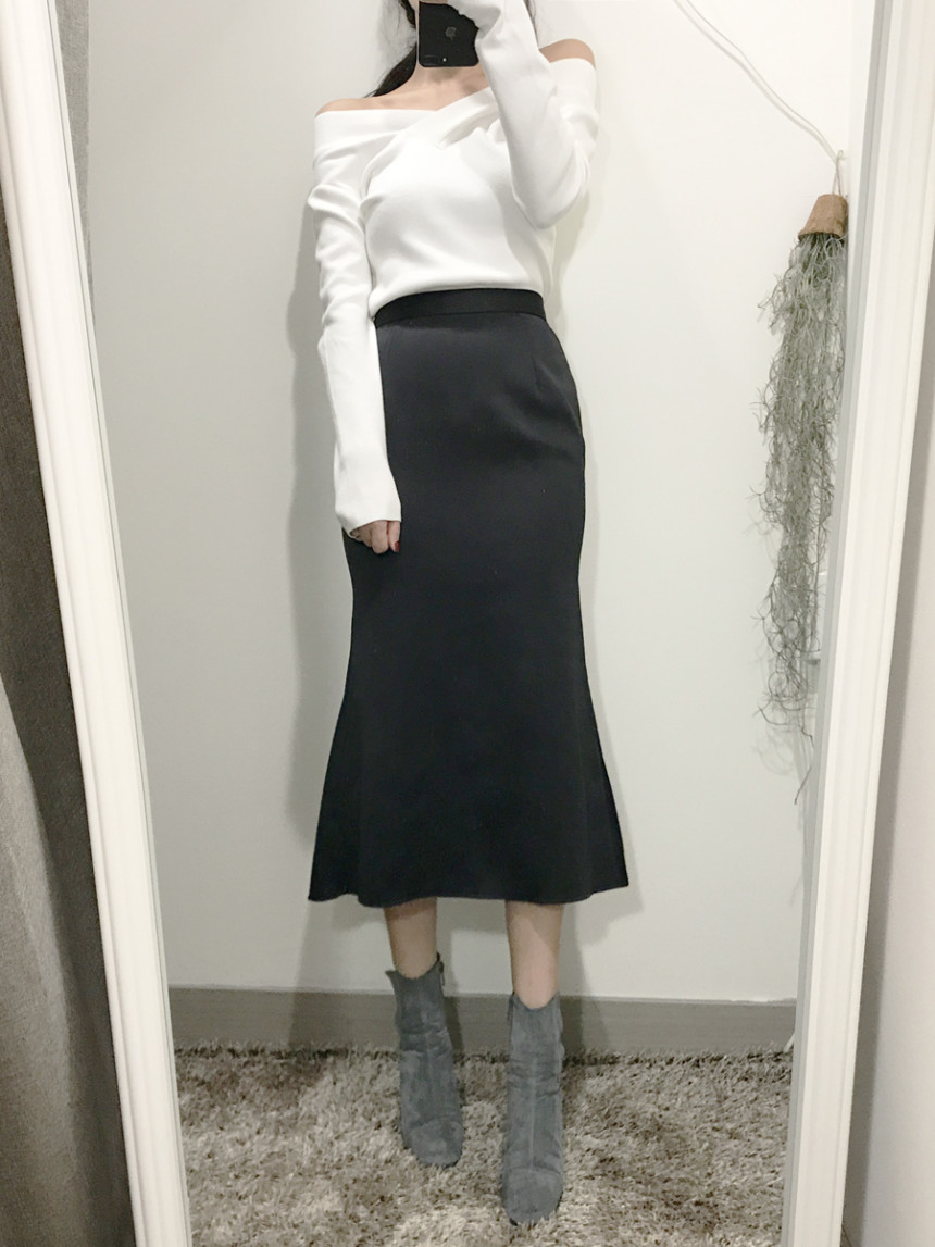 Pelvic correction Mermaid Silk Long Skirt 2color A