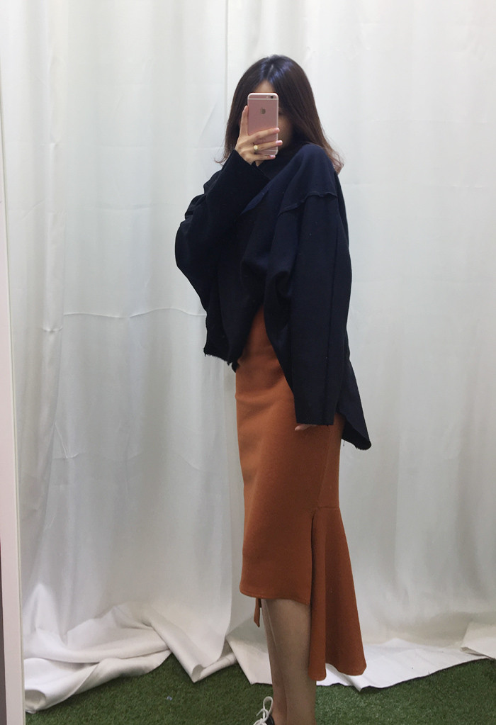 Mermaid Banded Unlined Long Skirt Camel Skirt Fril