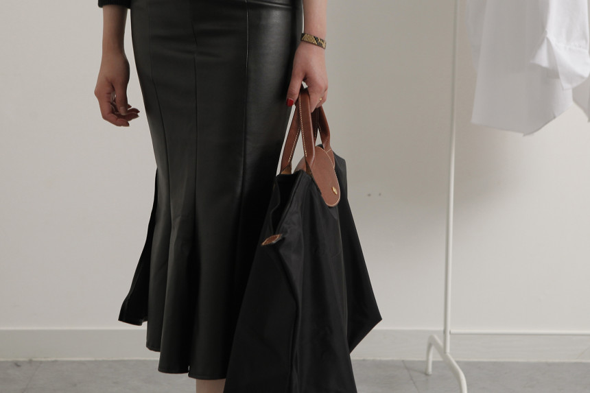 Leather Mermaid Long Skirt Leather Midi Span 20