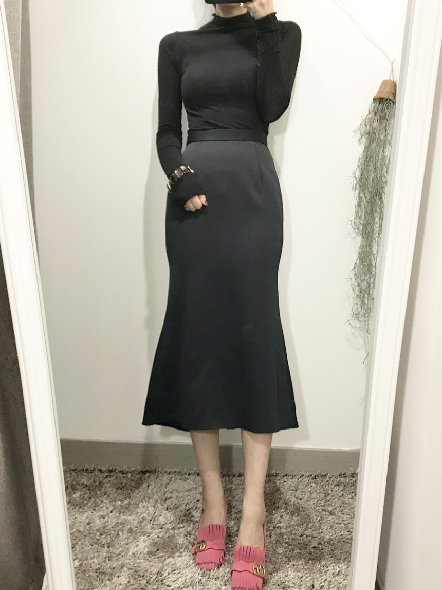 Pelvic correction Mermaid Silk Long Skirt 2color A