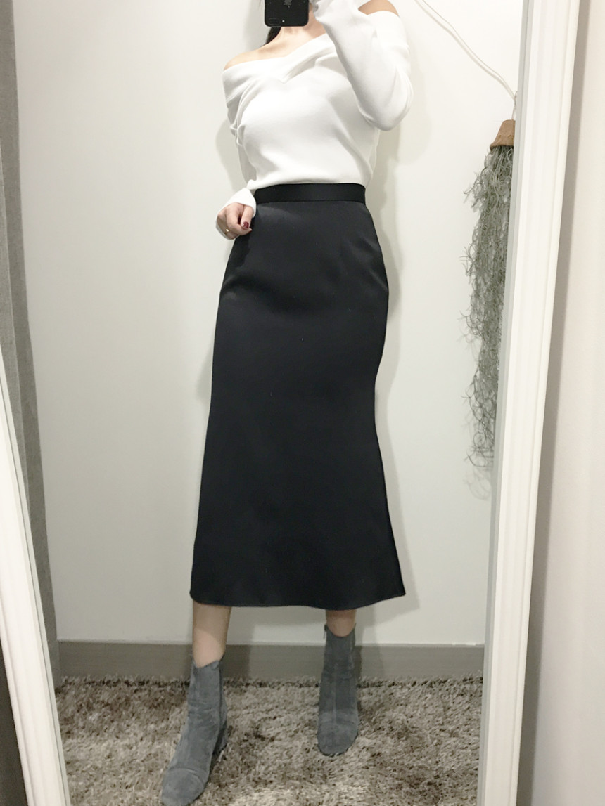 Pelvic correction Mermaid Silk Long Skirt 2color A