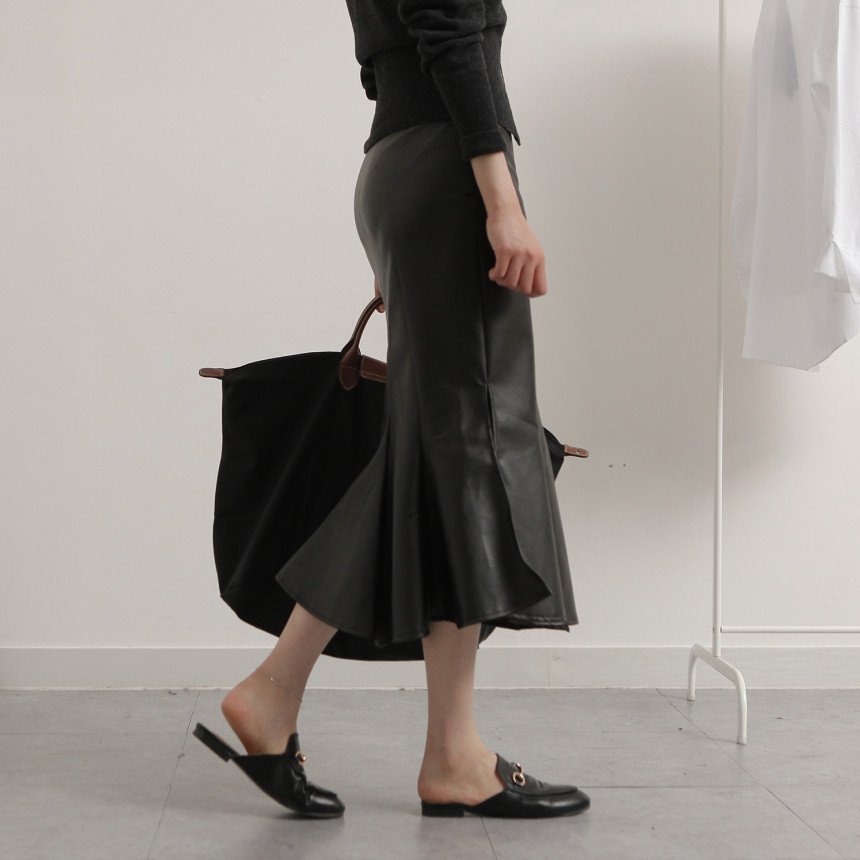 Leather Mermaid Long Skirt Leather Midi Span 20