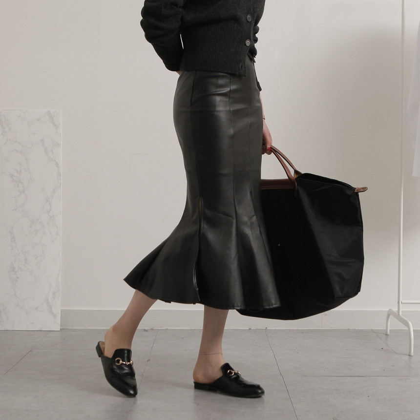 Leather Mermaid Long Skirt Leather Midi Span 20