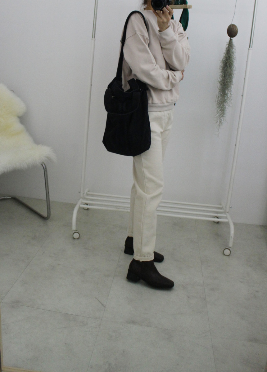 Self-made black denim two-way bucket eco-bag two t