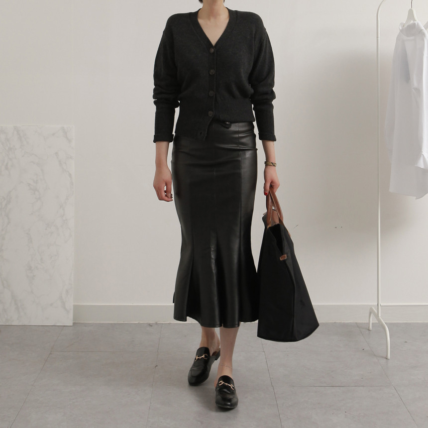Leather Mermaid Long Skirt Leather Midi Span 20
