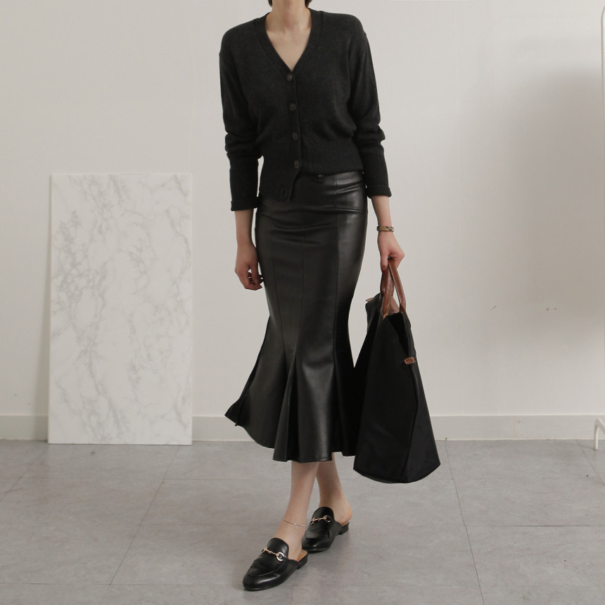 Leather Mermaid Long Skirt Leather Midi Span 20