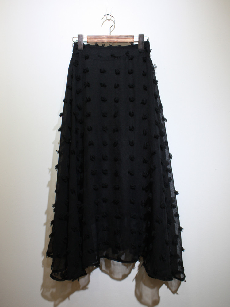 Flare lace skirt black neat woman look modern mode