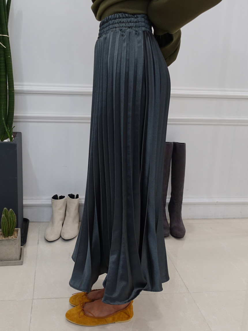 Winter Pearl Pleated Wrinkle Bending Long Skirt 3c