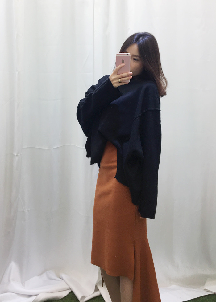 Mermaid Banded Unlined Long Skirt Camel Skirt Fril