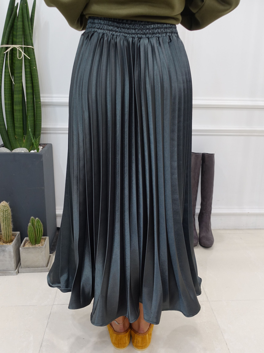 Winter Pearl Pleated Wrinkle Bending Long Skirt 3c