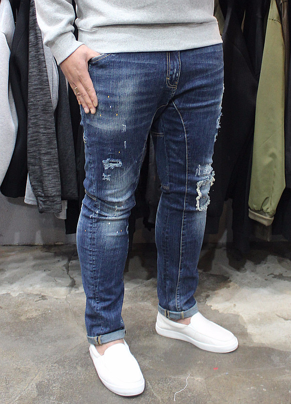 Korea Jeans Pants Men's Big Size Ranger Damage 