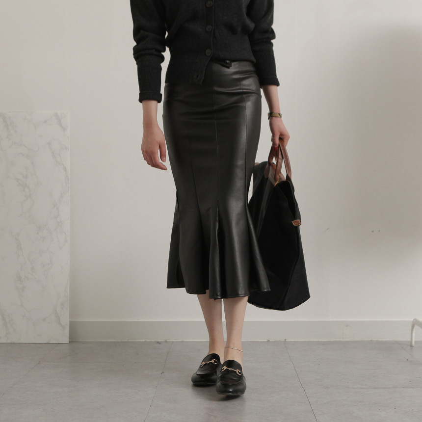 Leather Mermaid Long Skirt Leather Midi Span 20