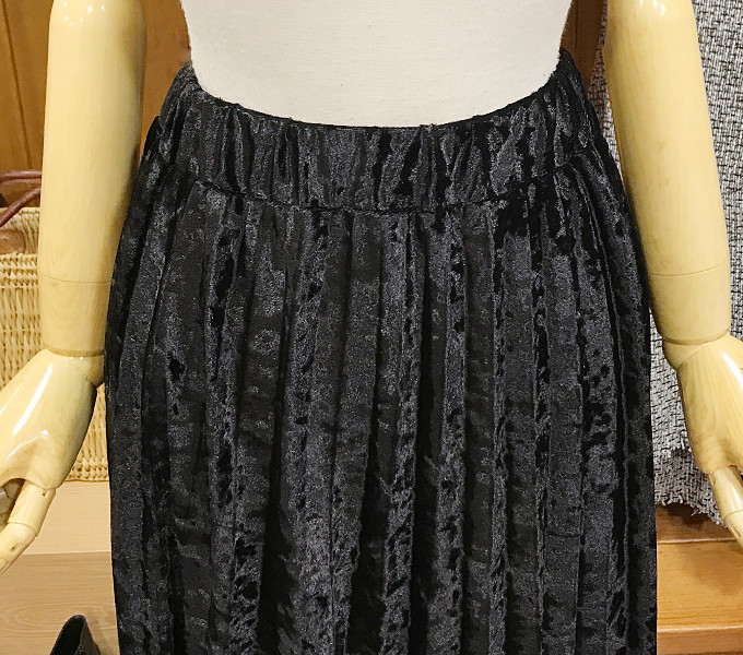 Velvet Pleated Lace Long Skirt Fall