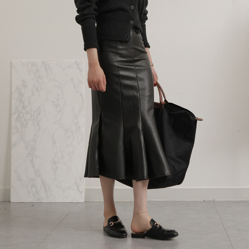 Leather Mermaid Long Skirt Leather Midi Span 20