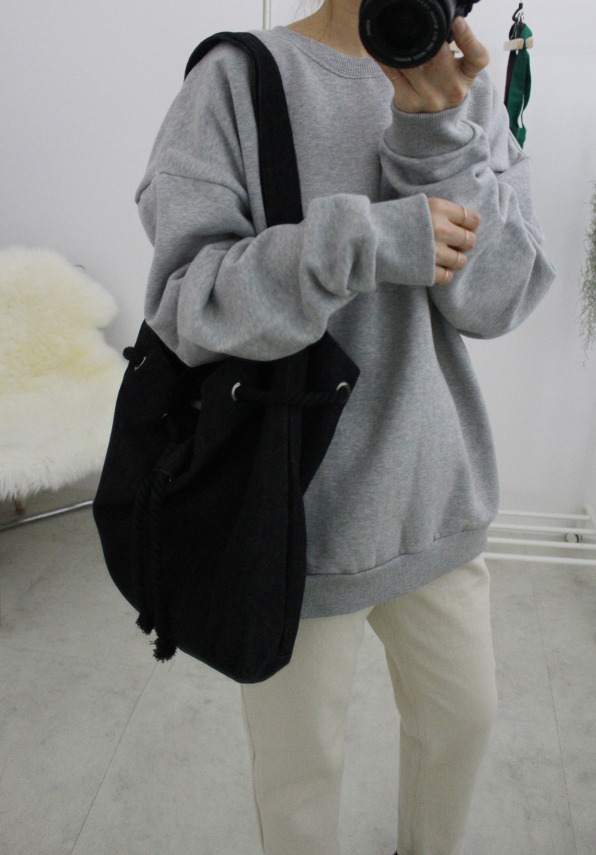 Self-made black denim two-way bucket eco-bag two t