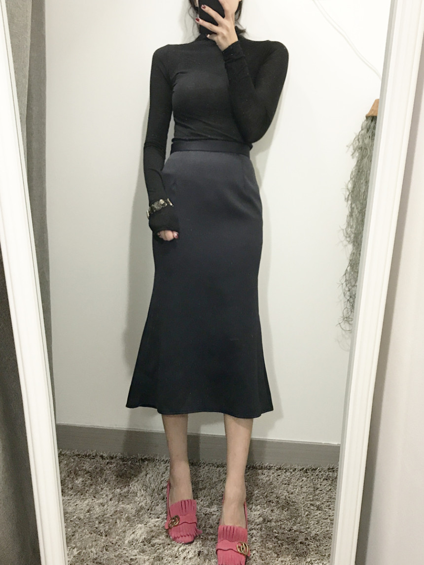 Pelvic correction Mermaid Silk Long Skirt 2color A