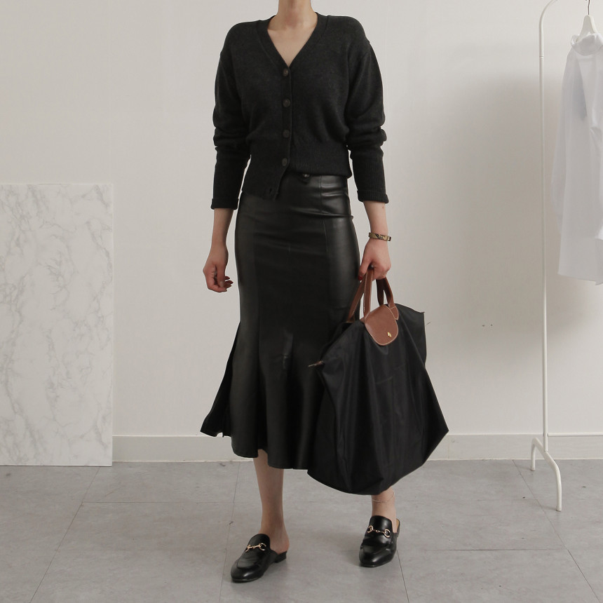 Leather Mermaid Long Skirt Leather Midi Span 20