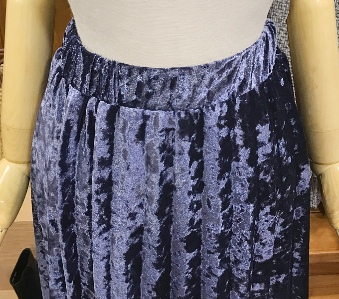 Velvet Pleated Lace Long Skirt Fall