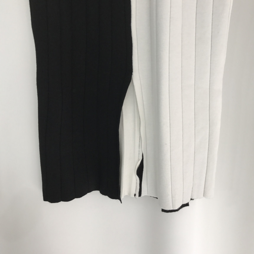 Color knit long skirt Midi-line autumn winter corn