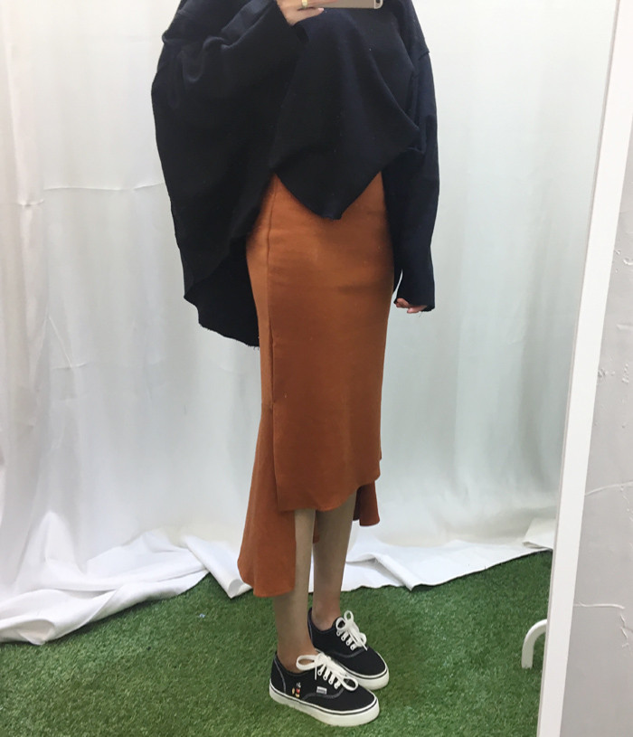 Mermaid Banded Unlined Long Skirt Camel Skirt Fril