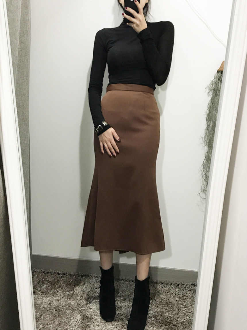 Pelvic correction Mermaid Silk Long Skirt 2color A