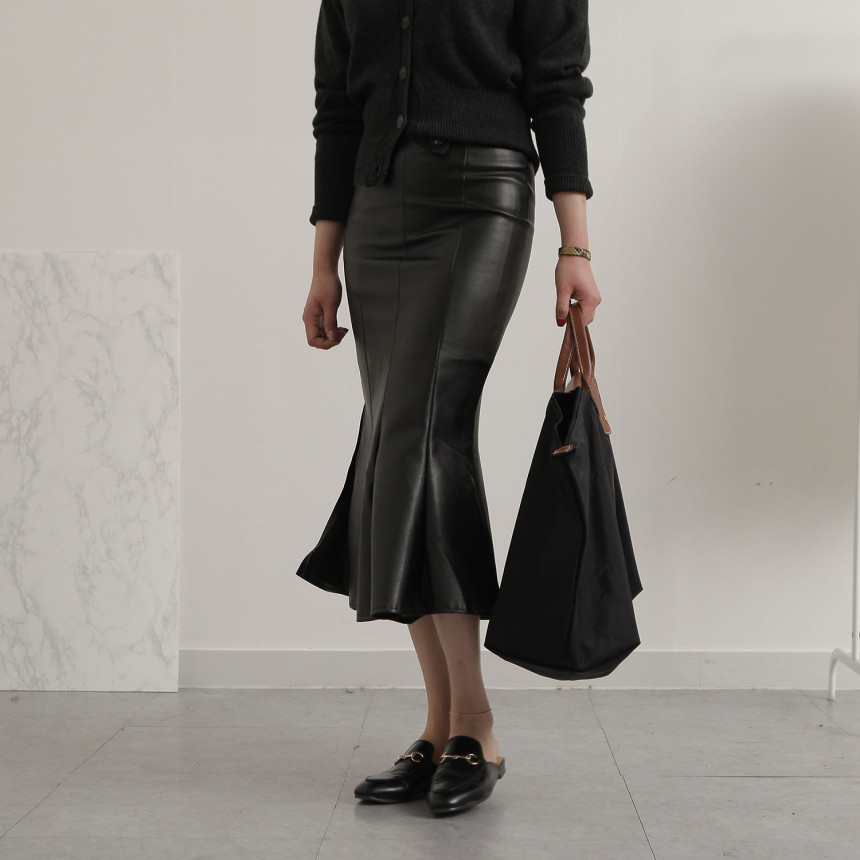 Leather Mermaid Long Skirt Leather Midi Span 20