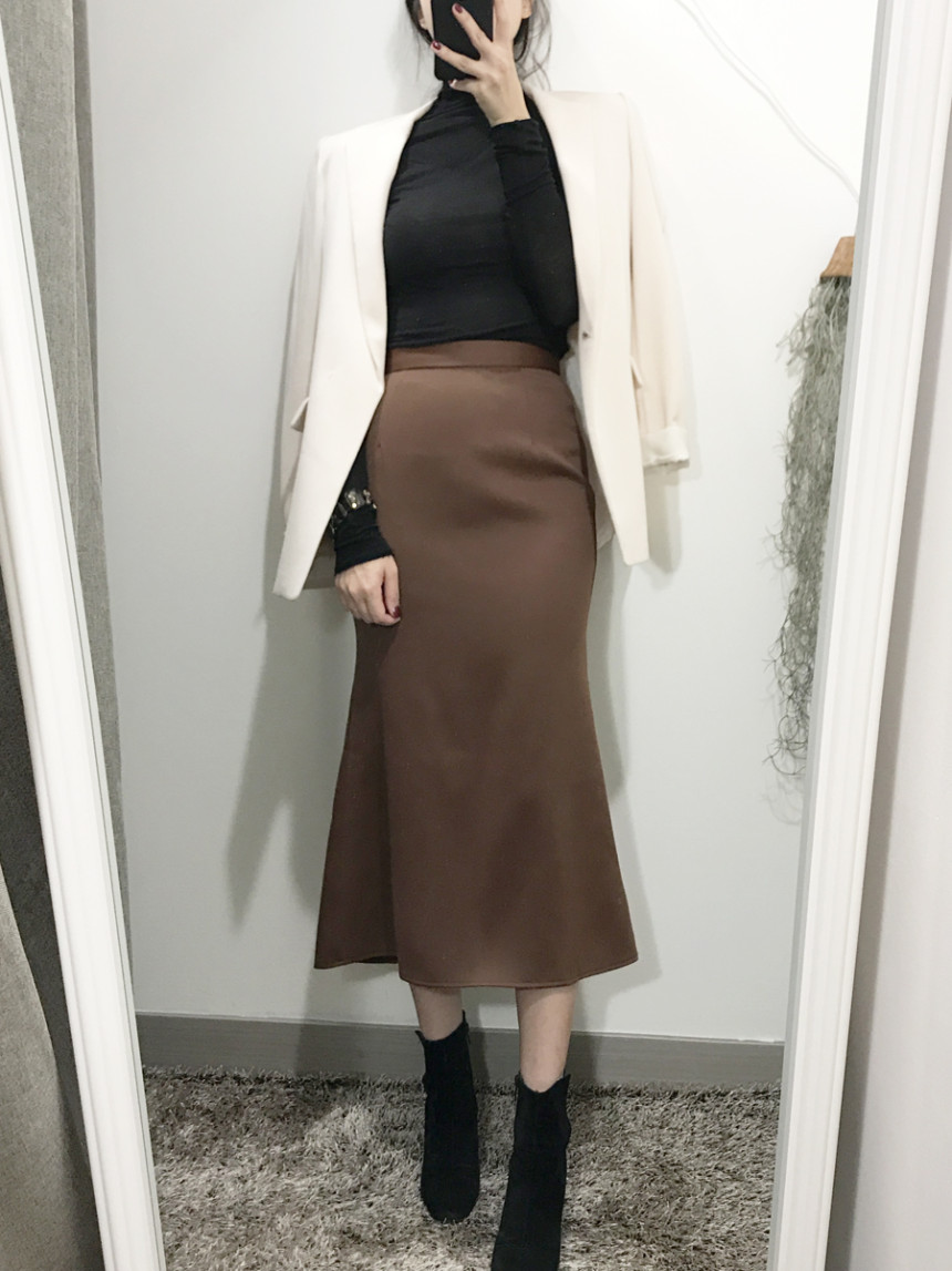 Pelvic correction Mermaid Silk Long Skirt 2color A