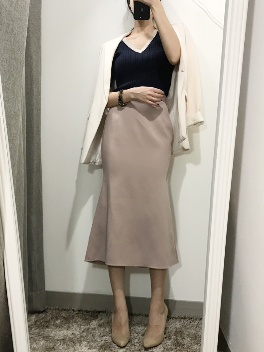 Pelvic correction Mermaid Silk Long Skirt 2color A