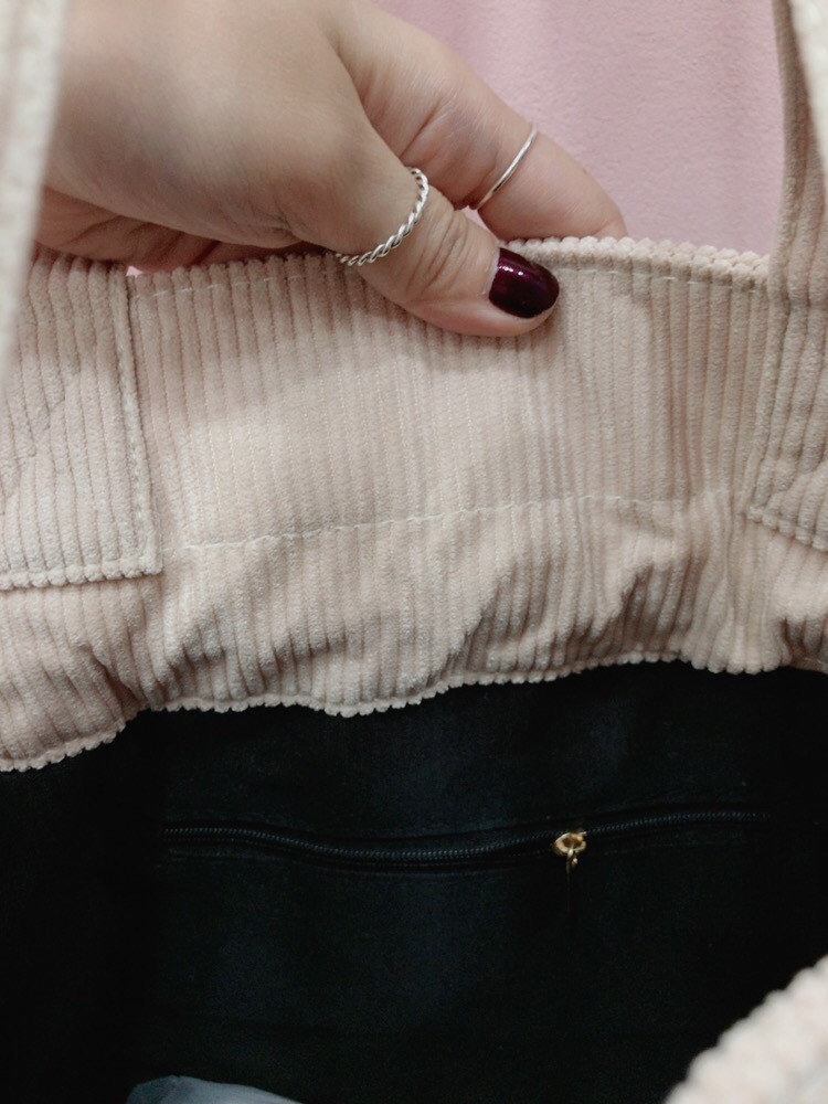 Corduroy eco bag 2 color Natural Cockle Look styli