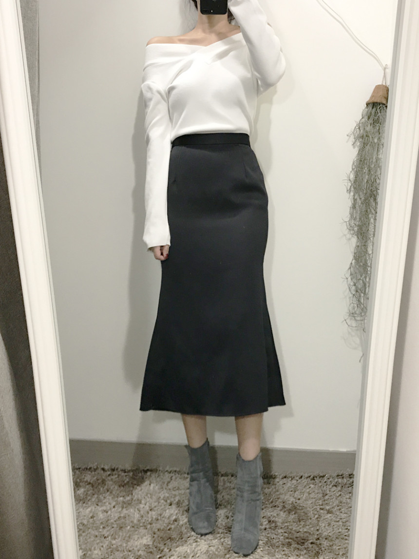 Pelvic correction Mermaid Silk Long Skirt 2color A