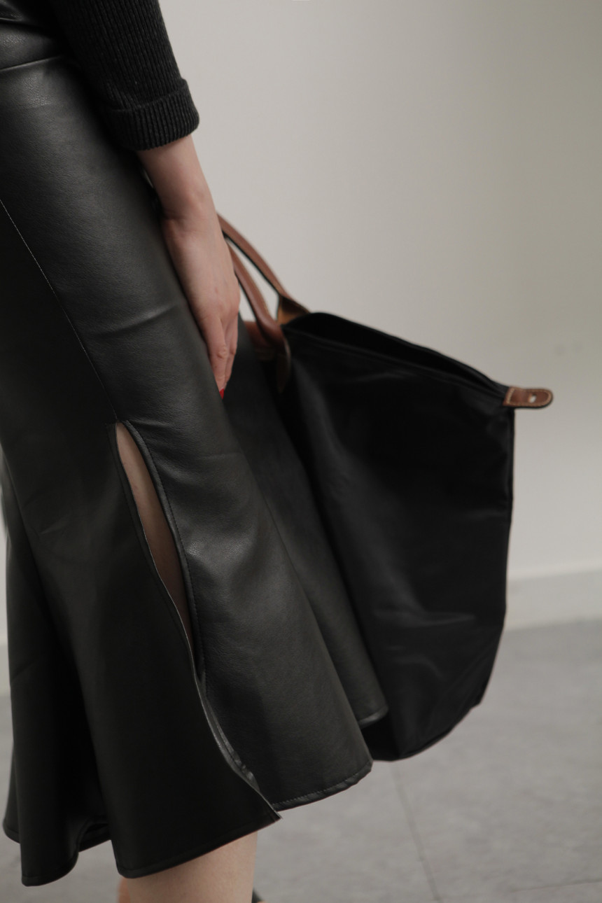 Leather Mermaid Long Skirt Leather Midi Span 20