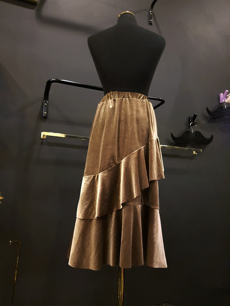 Velvet Unbalance Ruffle 2-stage canvas bending Lon