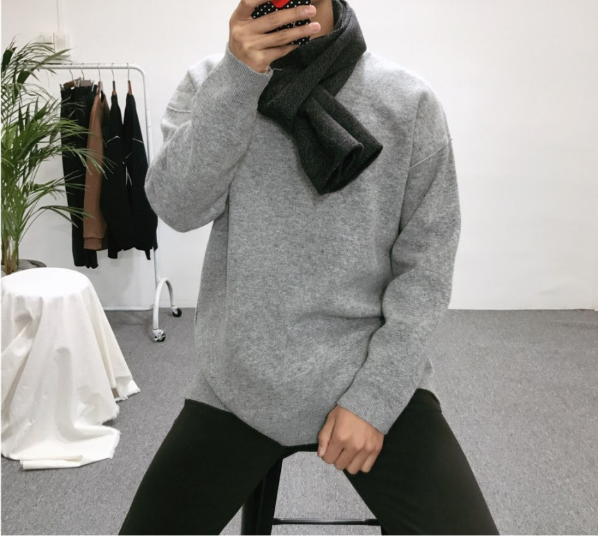 Men Women Herringbone Brushed Cashmere Scarf 2colo