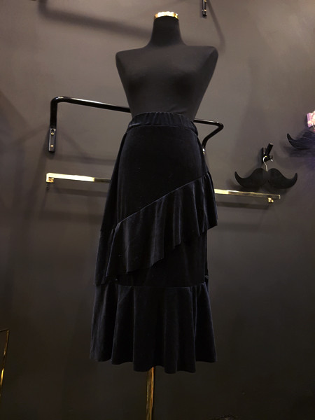 Velvet Unbalance Ruffle 2-stage canvas bending Lon