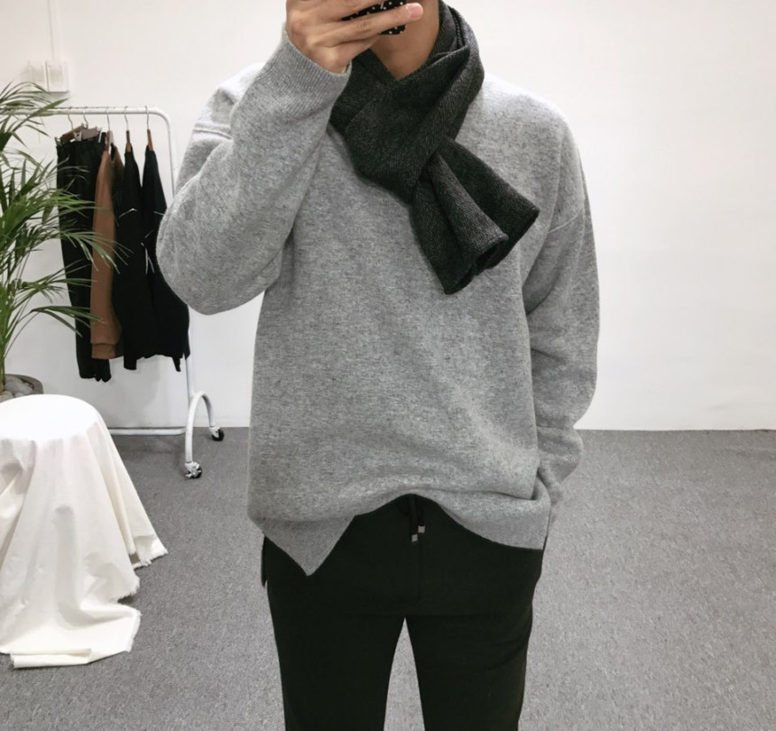 Men Women Herringbone Brushed Cashmere Scarf 2colo