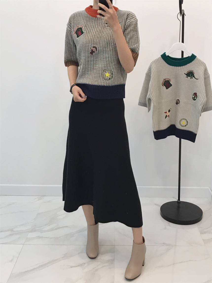 Bella bending knit long skirt A line winter natura