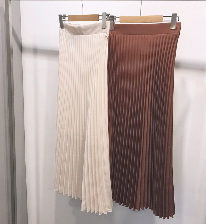 Sunday pleated skirt pleated autumn long bending l