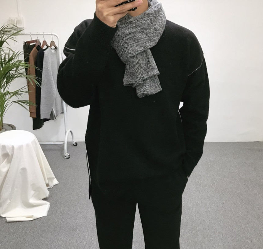 Men Women Herringbone Brushed Cashmere Scarf 2colo