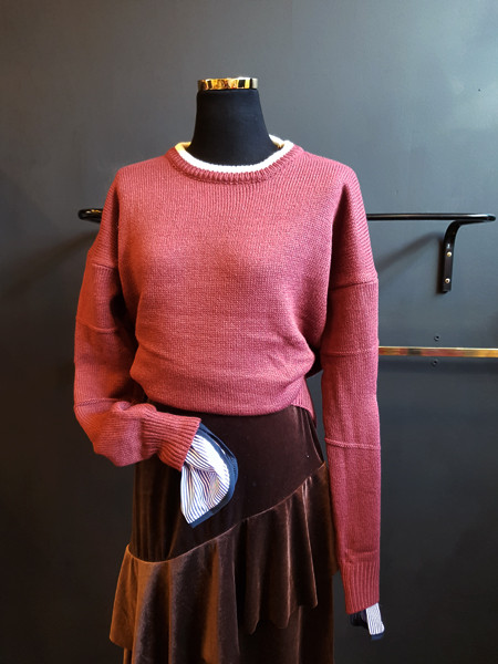 Velvet Unbalance Ruffle 2-stage canvas bending Lon