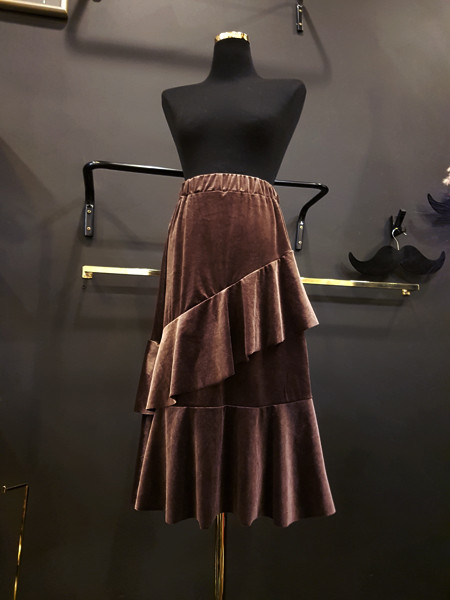 Velvet Unbalance Ruffle 2-stage canvas bending Lon