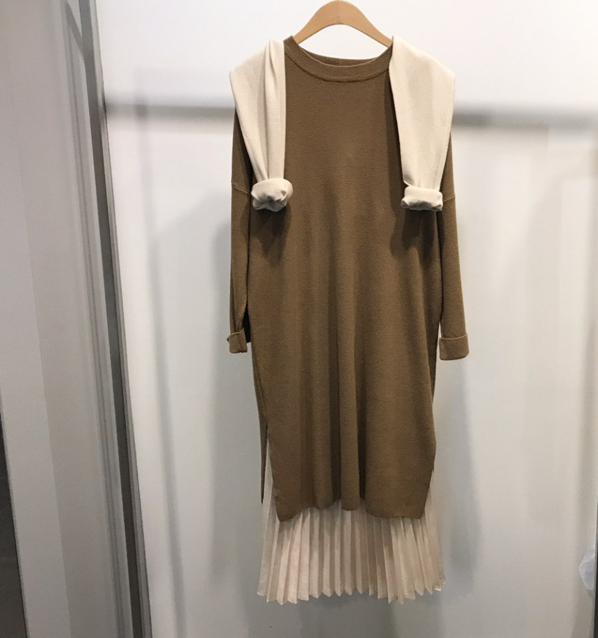 Sunday pleated skirt pleated autumn long bending l