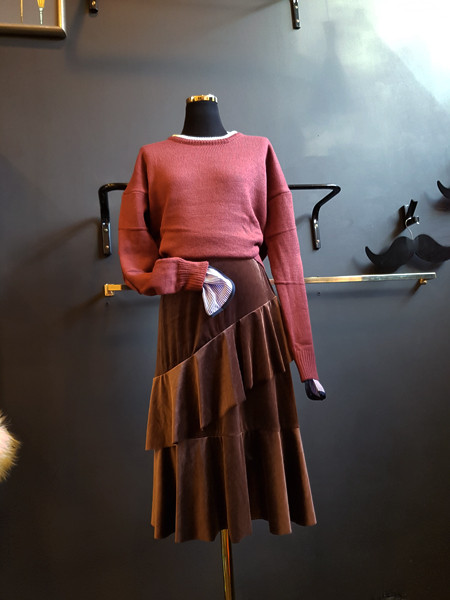 Velvet Unbalance Ruffle 2-stage canvas bending Lon